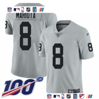Nike Raiders #8 Marcus Mariota Silver Men's Stitched NFL Limited Inverted Legend 100th Season Jersey