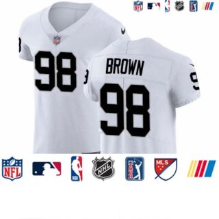 Nike Raiders #98 Trent Brown Hankins White Men's Stitched NFL Vapor Untouchable Elite Jersey