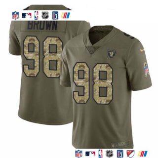 Nike Raiders #98 Trent Brown Olive Camo Men's Stitched NFL Limited 2017 Salute To Service Jersey