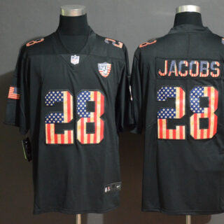 Nike Raiders 28 Josh Jacobs 2019 Black Salute To Service USA Flag Fashion Limited Jersey