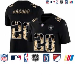 Nike Raiders 28 Josh Jacobs Black Statue Of Liberty Limited Jersey