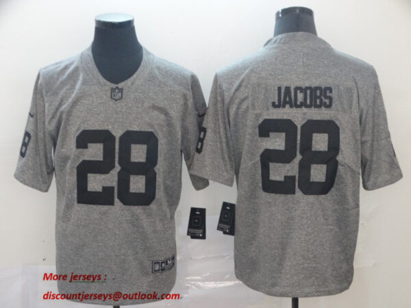 Nike Raiders 28 Josh Jacobs Gray Gridiron Gray Limited Jersey