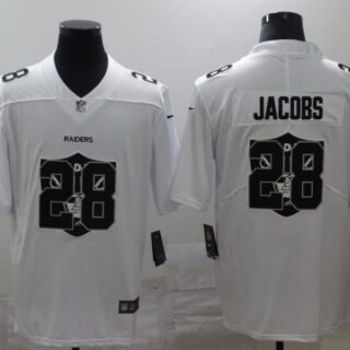 Nike Raiders 28 Josh Jacobs White Shadow Logo Limited Jersey