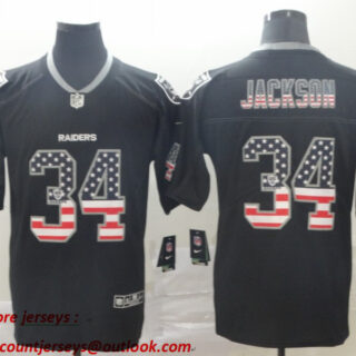 Nike Raiders 34 Bo Jackson Black USA Flag Fashion Limited Jersey