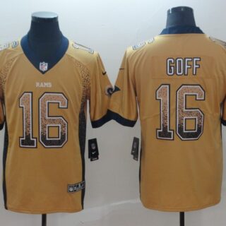 Nike Rams 16 Jared Goff Gold Drift Fashion Limited Jersey