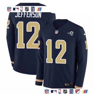 Nike Rams #12 Van Jefferson Navy Blue Team Color Men's Stitched NFL Limited Therma Long Sleeve Jersey