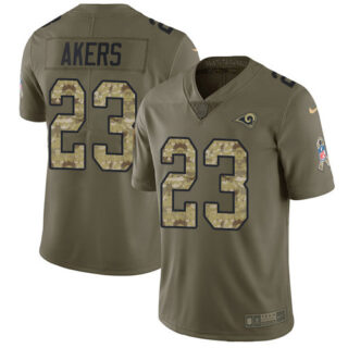 Nike Rams #23 Cam Akers Olive Camo Men's Stitched NFL Limited 2017 Salute To Service Jersey
