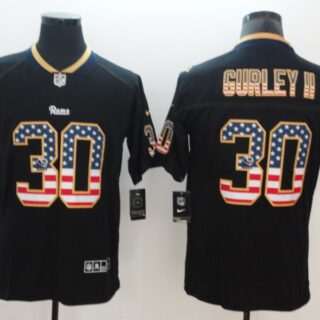 Nike Rams 30 Todd Gurley II Black USA Flag Fashion Color Rush Limited Jersey