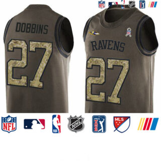 Nike Ravens #27 J.K. Dobbins Green Men's Stitched NFL Limited Salute To Service Tank Top Jersey