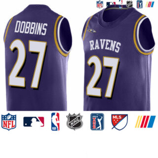 Nike Ravens #27 J.K. Dobbins Purple Team Color Men's Stitched NFL Limited Tank Top Jersey