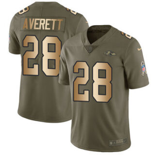 Nike Ravens #28 Anthony Averett Olive Gold Men's Stitched NFL Limited 2017 Salute To Service Jersey
