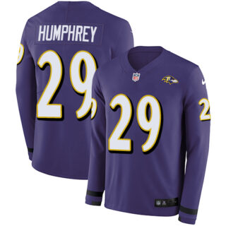 Nike Ravens #29 Marlon Humphrey Purple Team Color Men's Stitched NFL Limited Therma Long Sleeve Jersey
