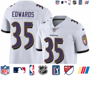 Nike Ravens #35 Gus Edwards White Men's Stitched NFL Vapor Untouchable Limited Jersey