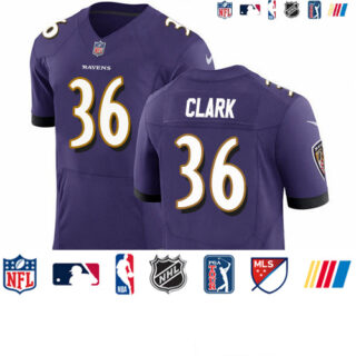Nike Ravens #36 Chuck Clark Purple Team Color Men's Stitched NFL Vapor Untouchable Elite Jersey