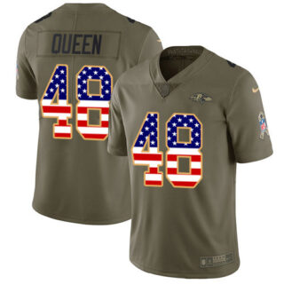 Nike Ravens #48 Patrick Queen Olive USA Flag Men's Stitched NFL Limited 2017 Salute To Service Jersey