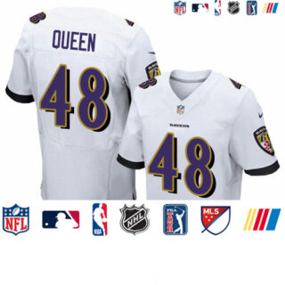 Nike Ravens #48 Patrick Queen White Men's Stitched NFL New Elite Jersey