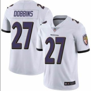 Nike Ravens 27 J.K. Dobbins White Vapor Untouchable Limited Jersey