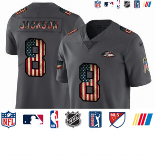 Nike Ravens 8 Lamar Jackson 2019 Salute To Service USA Flag Fashion Limited Jersey