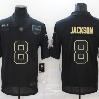 Nike Ravens 8 Lamar Jackson Black 2020 Salute To Service Limited Jersey