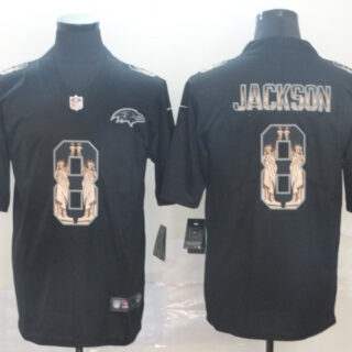 Nike Ravens 8 Lamar Jackson Black Statue Of Liberty Limited Jersey