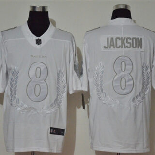 Nike Ravens 8 Lamar Jackson White Vapor Untouchable Limited Fashion Jersey