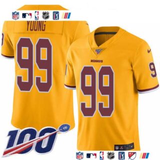 Nike Redskins #99 Chase Young Gold Men's Stitched NFL Limited Rush 100th Season Jersey