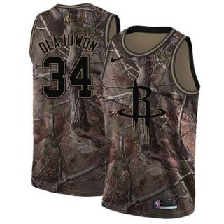 Nike Rockets #34 Hakeem Olajuwon Camo NBA Swingman Realtree Collection Jersey