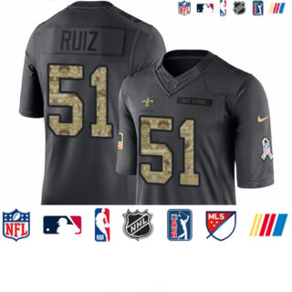 Nike Saints #51 Cesar Ruiz Black Men's Stitched NFL Limited 2016 Salute to Service Jersey