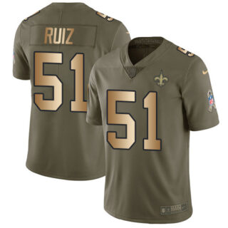 Nike Saints #51 Cesar Ruiz Olive Gold Men's Stitched NFL Limited 2017 Salute To Service Jersey