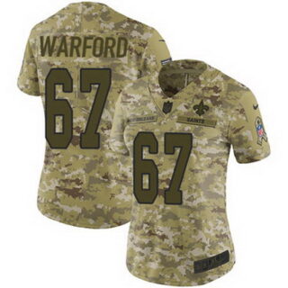 Nike Saints #67 Larry Warford Camo Women's Stitched NFL Limited 2018 Salute to Service Jersey