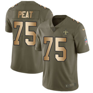 Nike Saints #75 Andrus Peat Olive Gold Men's Stitched NFL Limited 2017 Salute To Service Jersey