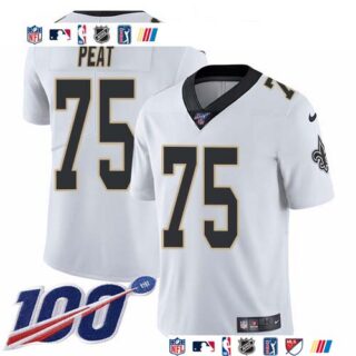 Nike Saints #75 Andrus Peat White Men's Stitched NFL 100th Season Vapor Untouchable Limited Jersey