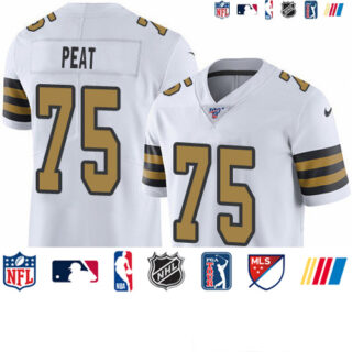 Nike Saints #75 Andrus Peat White Men's Stitched NFL Limited Rush 100th Season Jersey