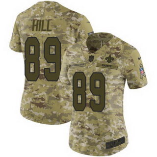 Nike Saints #89 Josh Hill Camo Women's Stitched NFL Limited 2018 Salute to Service Jersey