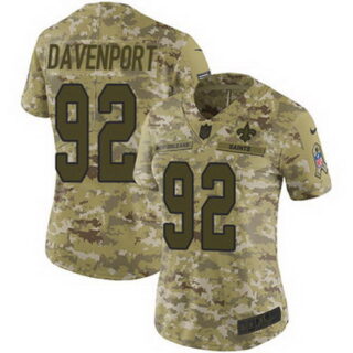 Nike Saints #92 Marcus Davenport Camo Women's Stitched NFL Limited 2018 Salute to Service Jersey