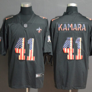 Nike Saints 41 Alvin Kamara 2019 Black Salute To Service USA Flag Fashion Limited Jersey