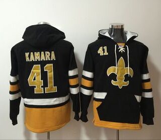 Nike Saints 41 Alvin Kamara Black All Stitched Hooded Sweatshirt