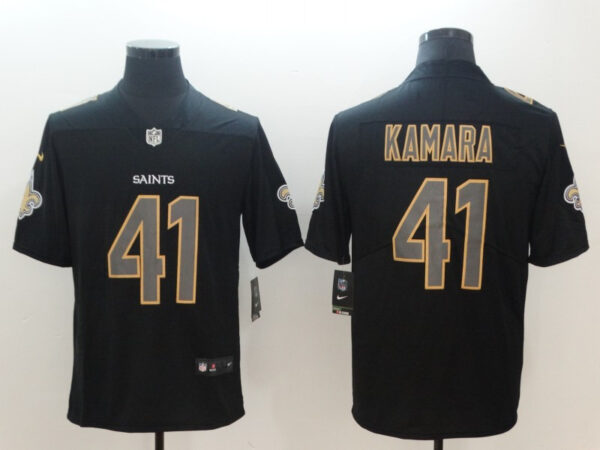 Nike Saints 41 Alvin Kamara Black Vapor Impact Limited Jersey