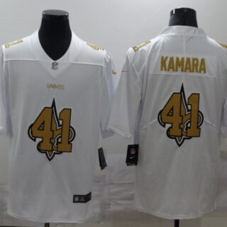 Nike Saints 41 Alvin Kamara White Shadow Logo Limited Jersey