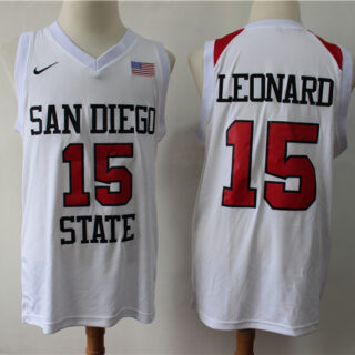 Nike San Diego State 15 Kawhi Leonard White College Basketball Jersey