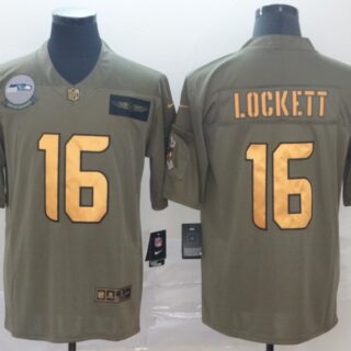 Nike Seahawks 16 Tyler Lockett 2019 Olive Gold Salute To Service Limited Jersey