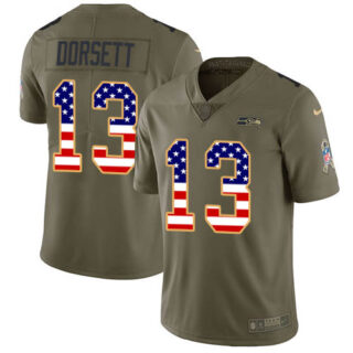 Nike Seahawks #13 Phillip Dorsett Olive USA Flag Men's Stitched NFL Limited 2017 Salute To Service Jersey