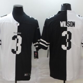 Nike Seahawks 3 Russell Wilson Black And White Split Vapor Untouchable Limited Jersey