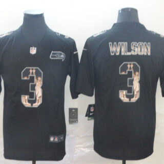 Nike Seahawks 3 Russell Wilson Black Statue Of Liberty Limited Jersey