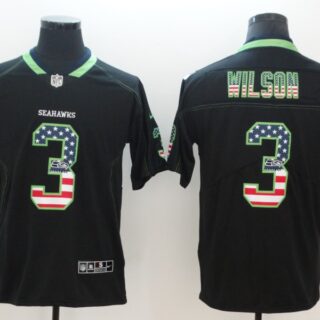 Nike Seahawks 3 Russell Wilson Black USA Flag Fashion Color Rush Limited Jersey