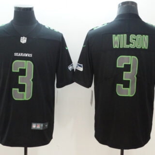 Nike Seahawks 3 Russell Wilson Black Vapor Impact Limited Jersey