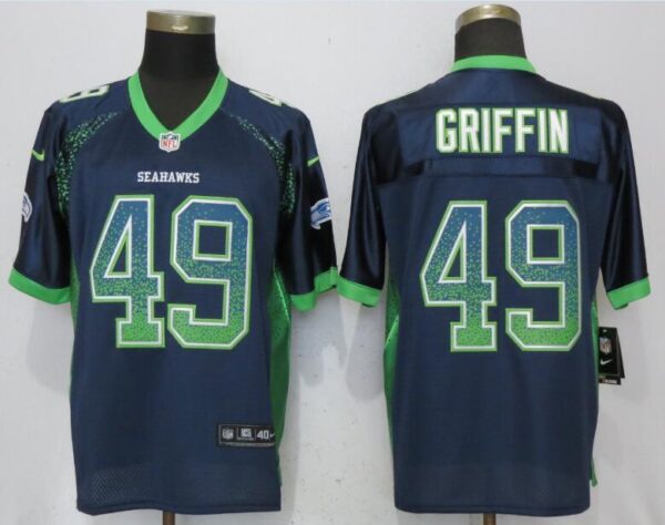 Nike Seahawks 49 Shaquill Griffin Navy Drift Fashion Elite Jersey