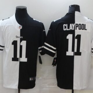 Nike Steelers 11 Chase Claypool Black And White Split Vapor Untouchable Limited Jersey