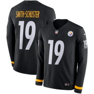 Nike Steelers 19 JuJu Smith-Schuster Black Therma Long Sleeve Jersey