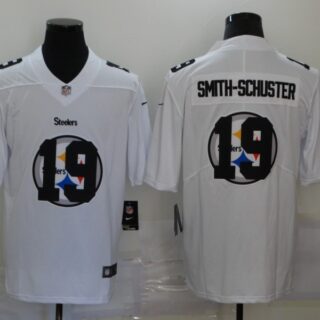 Nike Steelers 19 JuJu-Smith Schuster White Shadow Logo Limited Jersey